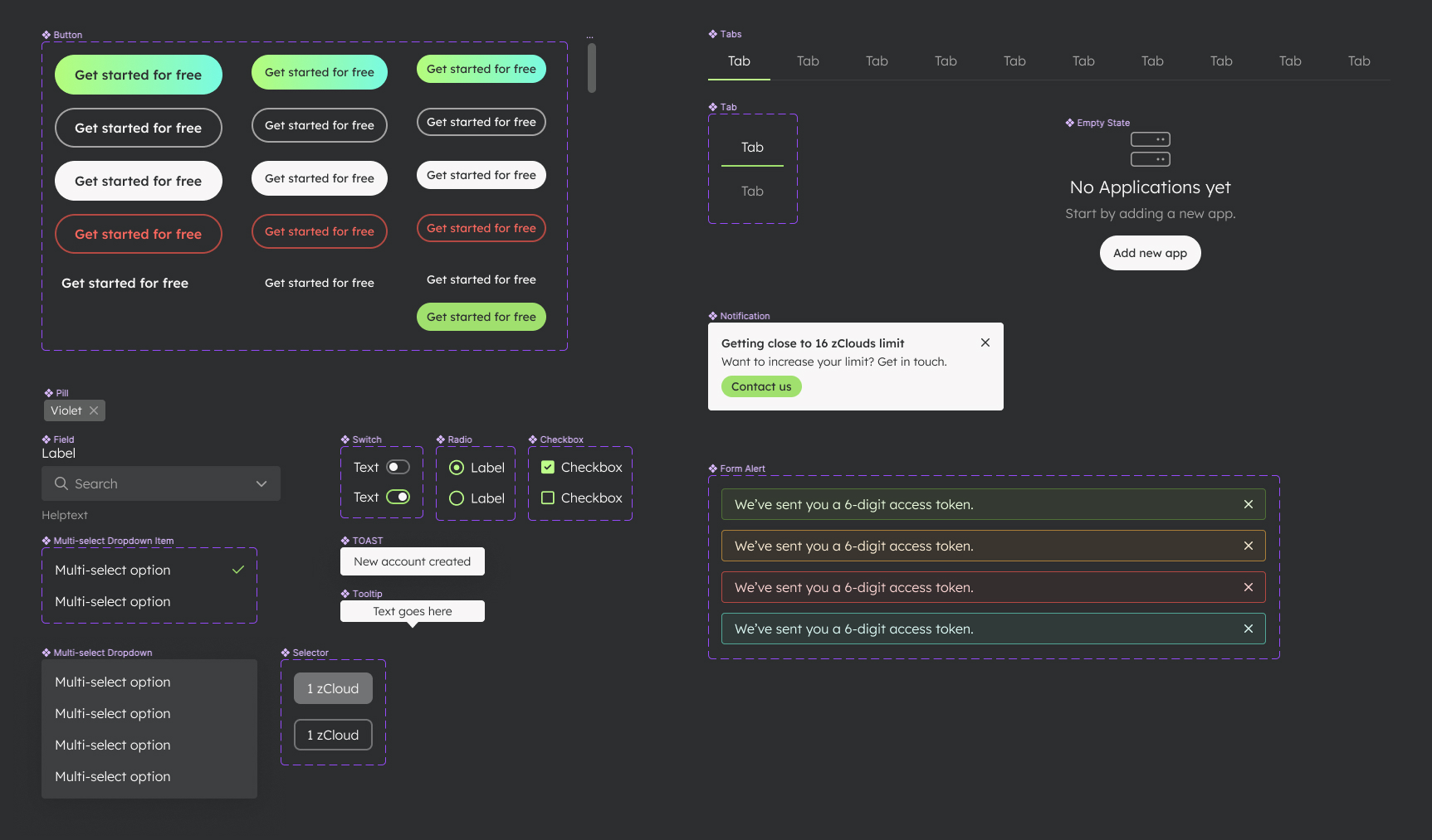 zCloud component library