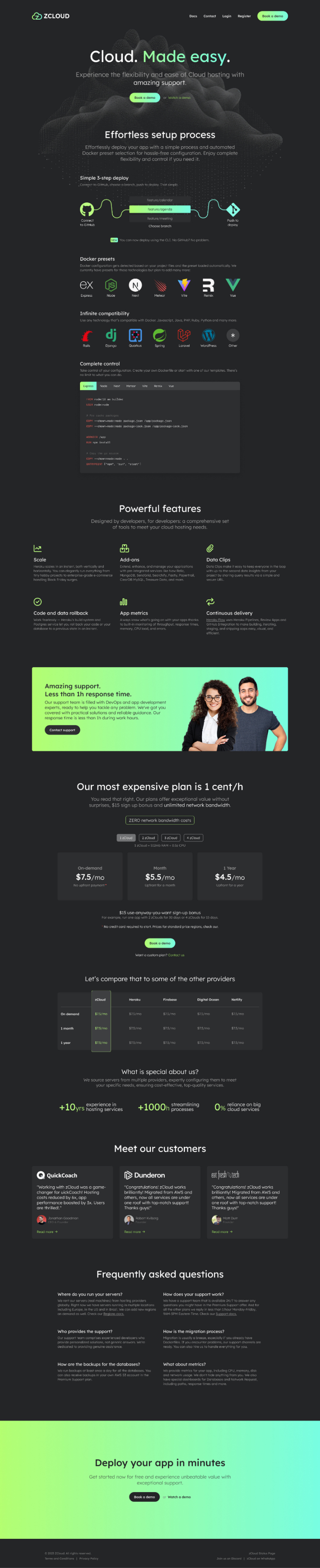 zCloud marketing website